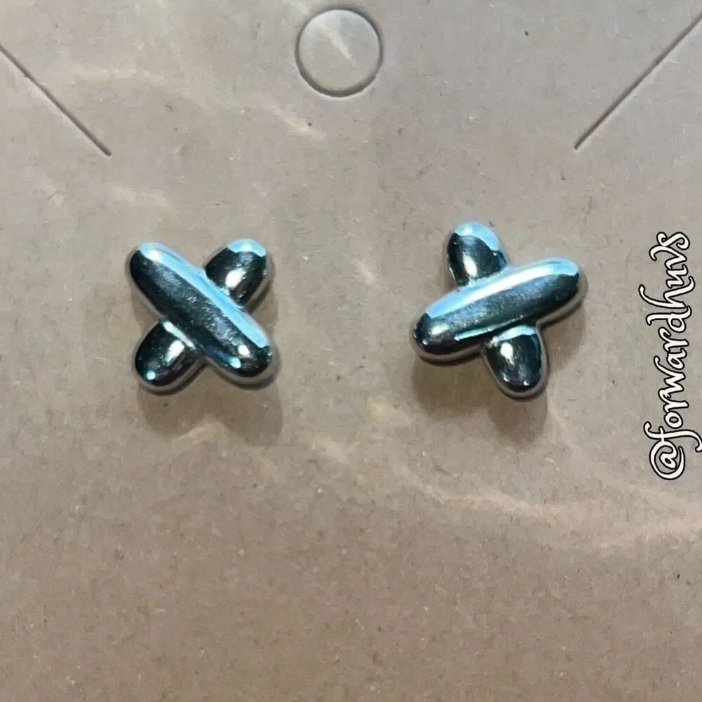 Bundle Sale 3 for $15 | Silver-Tone X-Shaped Stud Earrings